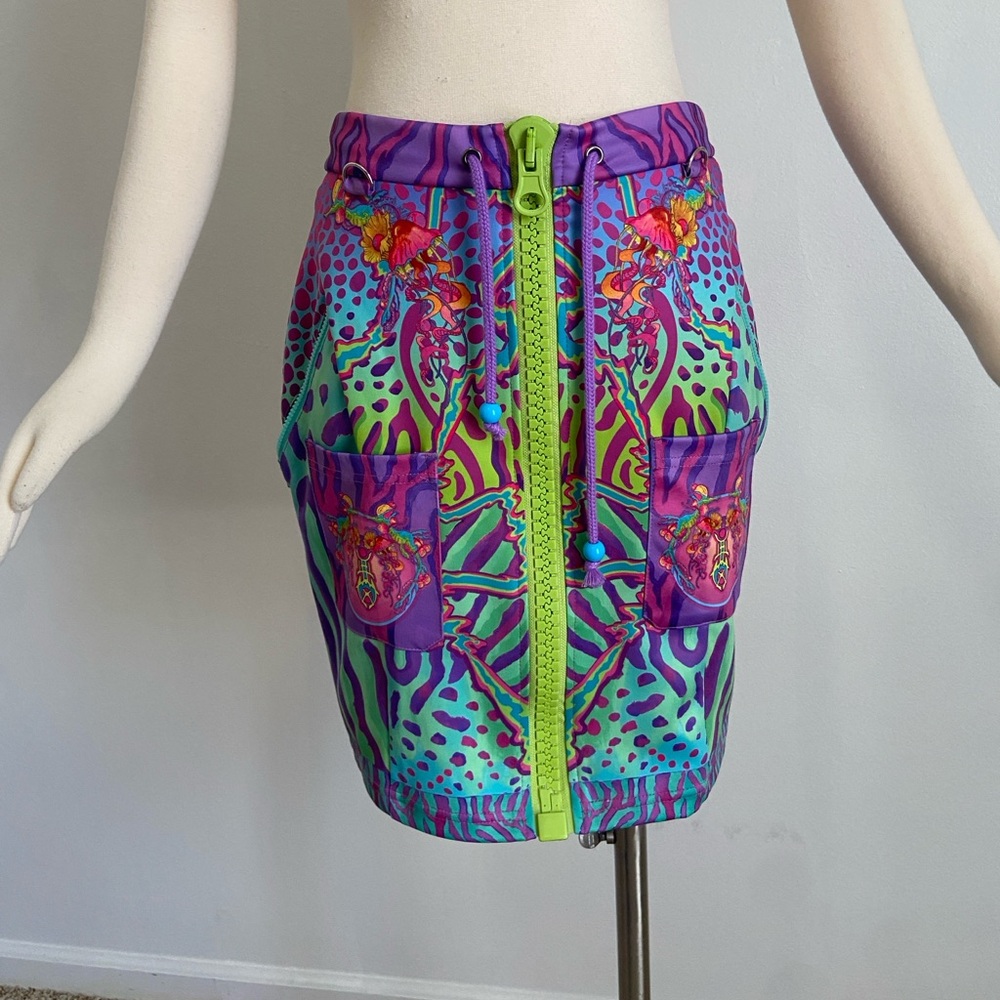 Cryptic Frequency Mini Skirt in Purple & Teal